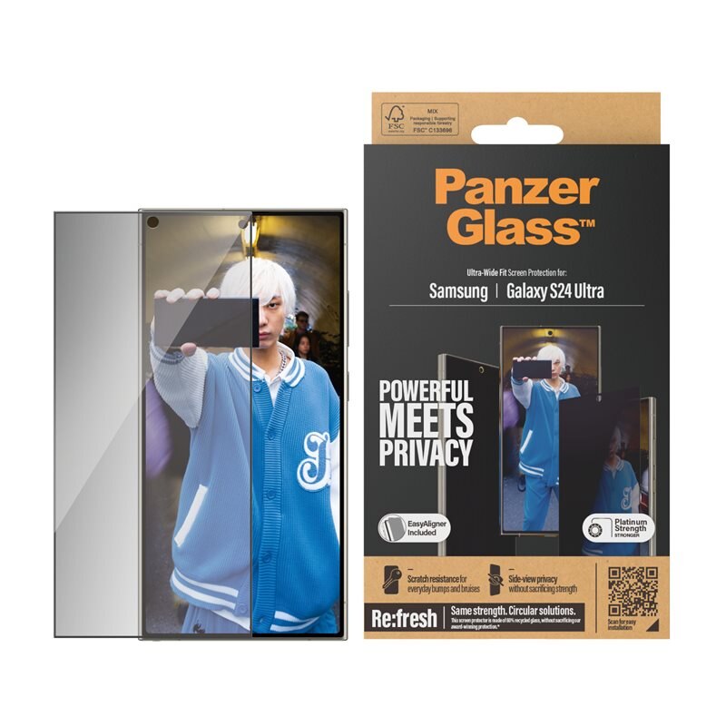 PanzerGlass Samsung Galaxy S24 Ultra Privacy Screen Protector (with EasyAligner) Ultra Wide Fit - Skärmskydd med sekretessfilter - Skydda din