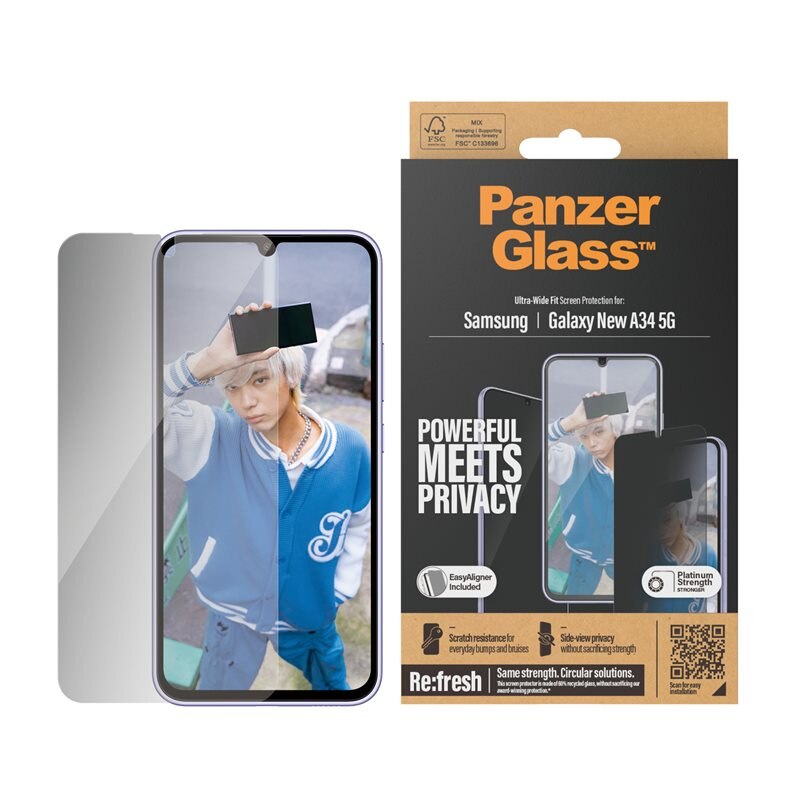 PanzerGlass Samsung Galaxy A35 Privacy Screen Protector (with EasyAligner) Ultra Wide Fit - Skärmskydd med sekretessfilter - Skydda din integritet