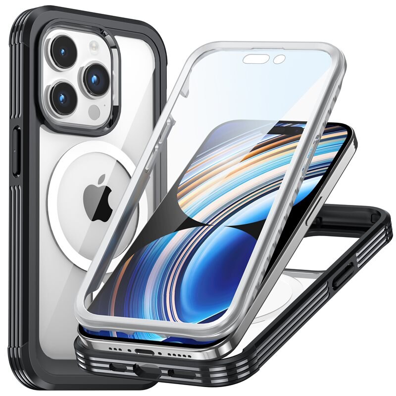 Premium Full Protection Skal iPhone 15 Svart - Heltäckande skal med härdat glas skärmskydd