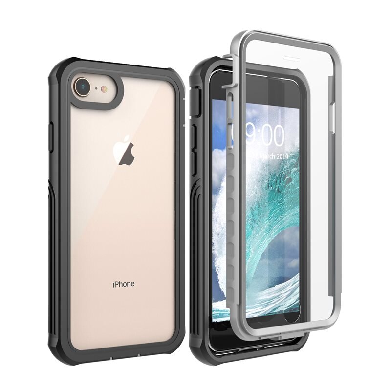Premium Full Protection Case iPhone SE (2020) Black - Heltäckande skal med härdat glas skärmskydd