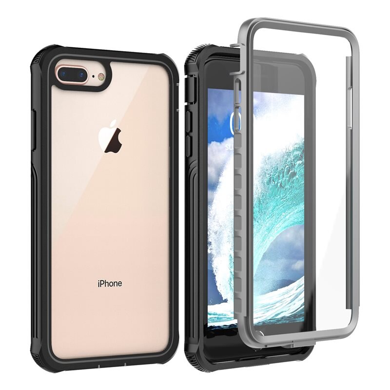 Premium Full Protection Skal iPhone 7 Plus/8 Plus Svart - Heltäckande skal med härdat glas skärmskydd