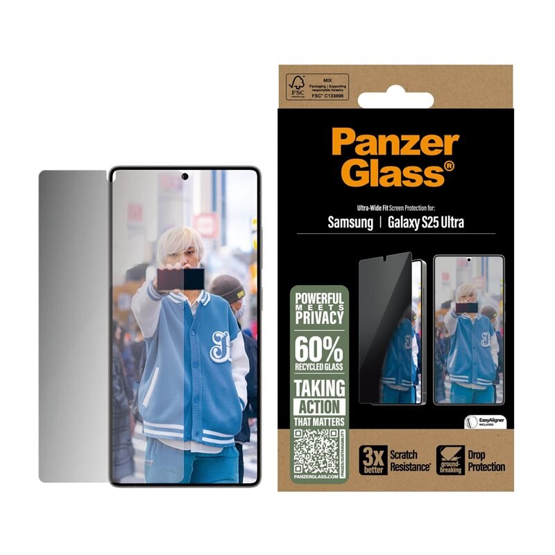 PanzerGlass Samsung Galaxy S25 Ultra Privacy Screen Protector (with EasyAligner) Ultra Wide Fit - Skärmskydd med sekretessfilter - Skydda din