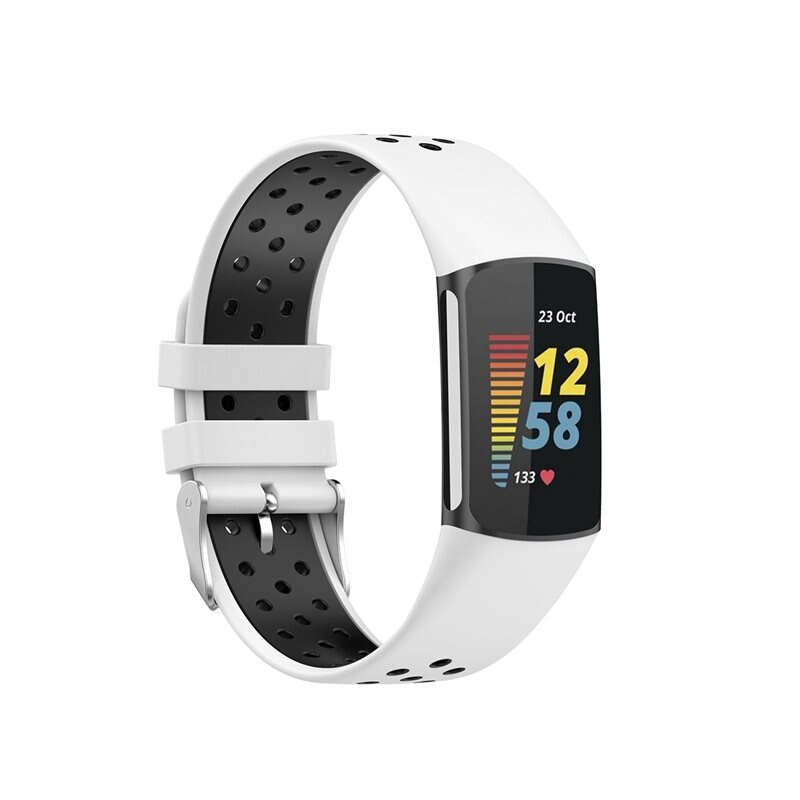 Silikonarmband Sport Fitbit Charge 6 vit - Perfekt armband för träningen