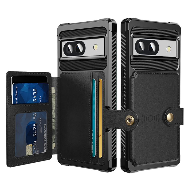 Tough Multi-slot Case Google Pixel 8a Svart - Mobilskal med praktisk plånboksfunktion - Sedelficka - Korthållare