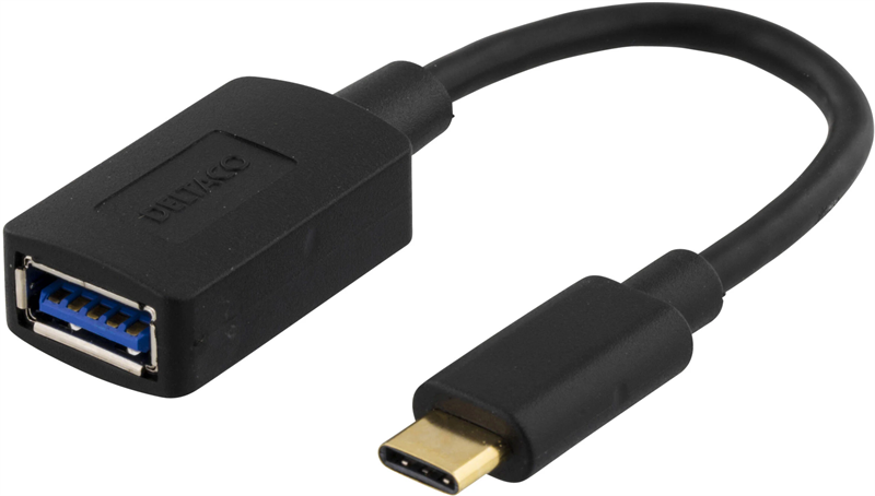Deltaco USB-C till USB-A adapter svart