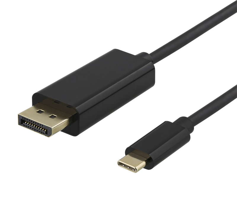 Deltaco USB-C-DisplayPort Kabel 2m svart
