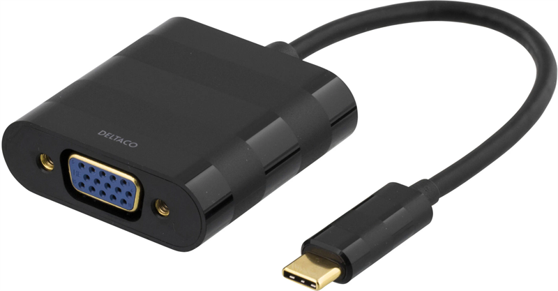 Deltaco VGA adapter USB-C till VGA svart