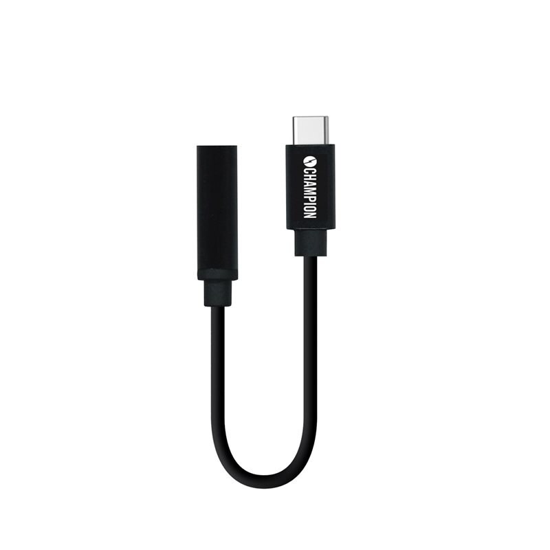 Champion Adapter USB-C till 3.5mm Svart - Använd dina egna hörlurar till iPhone