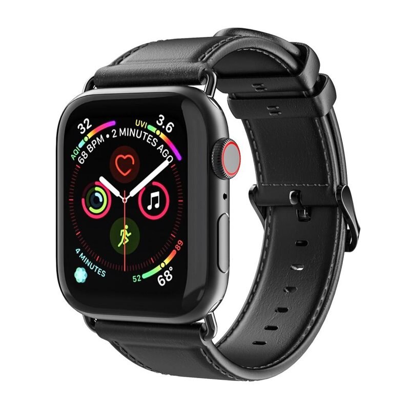 Dux Ducis Läderarmband Apple Watch 45mm Series 8 Svart - Snyggt läderarmband