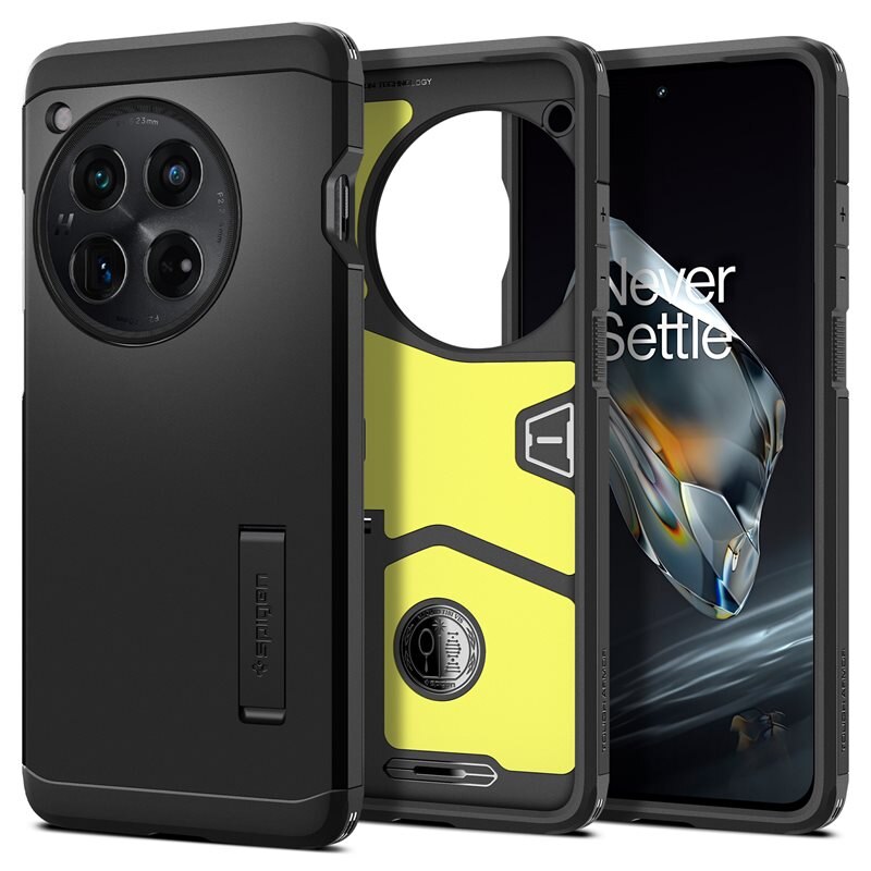 Spigen OnePlus 12 Case Tough Armor Black - Stöttåligt mobilskal med ställ