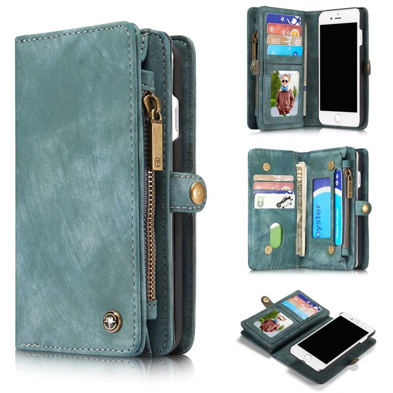 CaseMe Multi-slot Plånboksfodral iPhone 8 Blå - Mobilfodral med extra många kortplatser - Korthållare