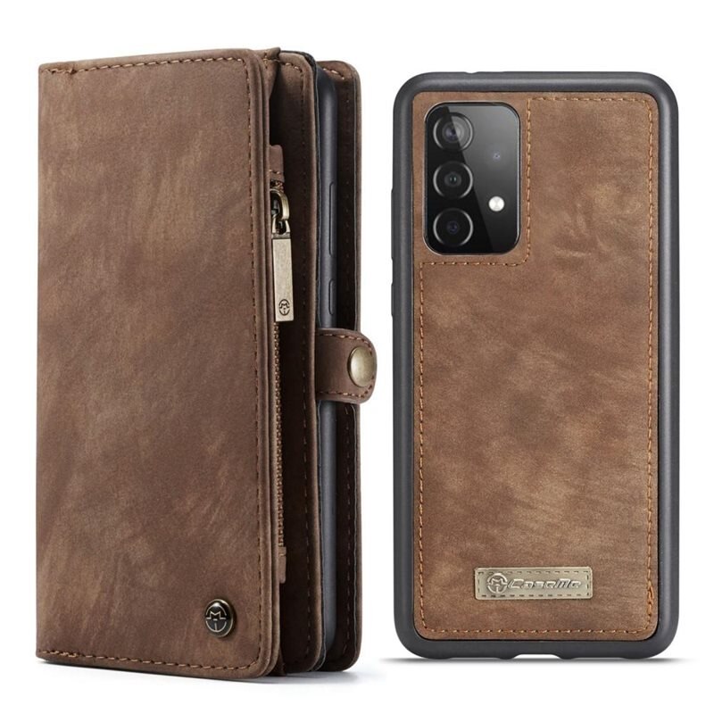 CaseMe Multi-slot Plånboksfodral Samsung Galaxy A52 5G Brun - Mobilfodral med extra många kortplatser - Korthållare
