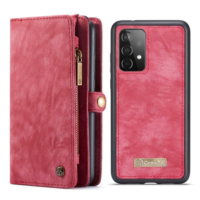 CaseMe Multi-slot Plånboksfodral Samsung Galaxy A52 5G Röd - Mobilfodral med extra många kortplatser - Korthållare