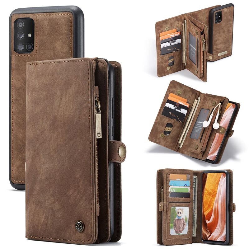 CaseMe Multi-slot Plånboksfodral Samsung Galaxy A71 Brun - Mobilfodral med extra många kortplatser - Korthållare