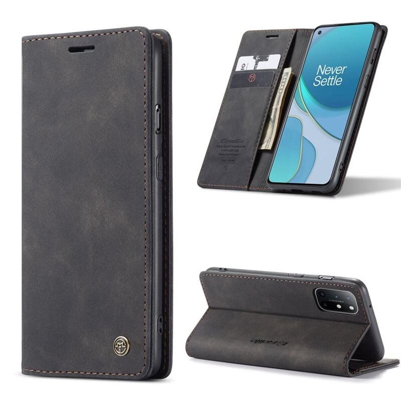 CaseMe Slim Plånboksfodral OnePlus 8T Svart - Tunt mobilfodral med plånbok