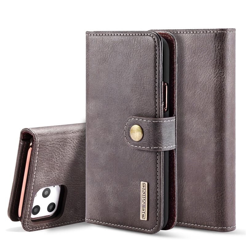 DG.MING magnetfodral iPhone 11 Pro Max Brun - Stilrent läderfodral med avtagbart magnetiskt skal