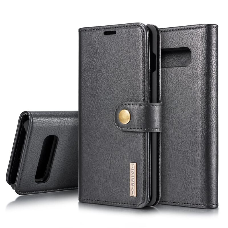 DG.MING magnetfodral Samsung Galaxy S10 Svart - Stilrent läderfodral med avtagbart magnetiskt skal