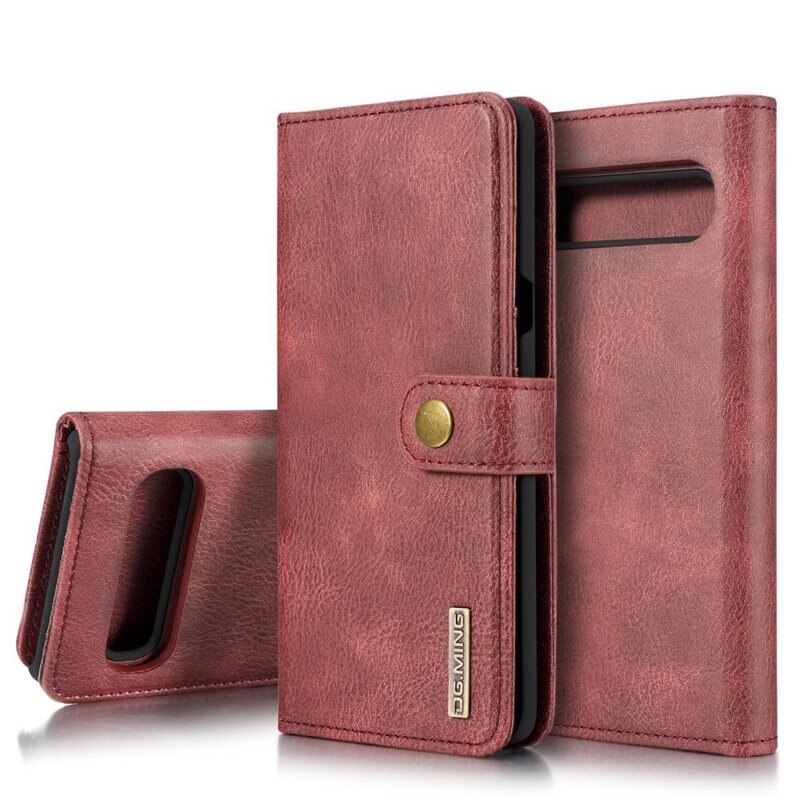 DG.MING magnetfodral Samsung Galaxy S10 Red - Stilrent läderfodral med avtagbart magnetiskt skal