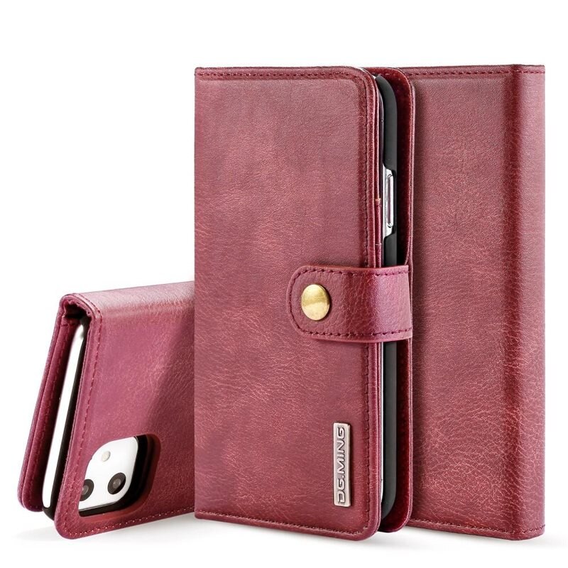 DG.MING magnetfodral iPhone 11 Red - Stilrent läderfodral med avtagbart magnetiskt skal