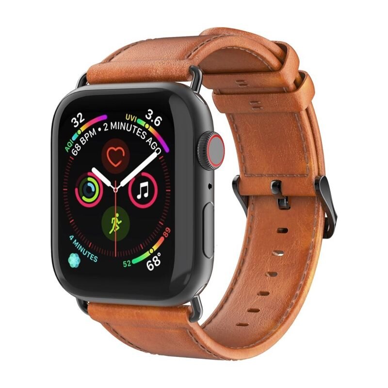 Dux Ducis Leather Armband Apple Watch 41mm Series 7 Tan - Snyggt läderarmband