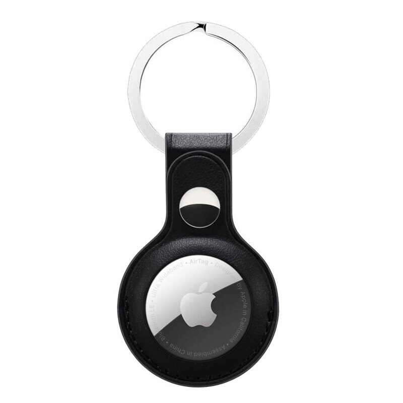 Läderskal med nyckelring Apple AirTag svart - Skyddande skal