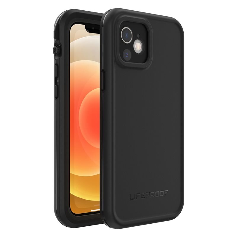 Lifeproof FRE Skal iPhone 12 svart - Heltäckande, vattentätt och extremt stöttåligt skal. Inbyggt skärmskydd