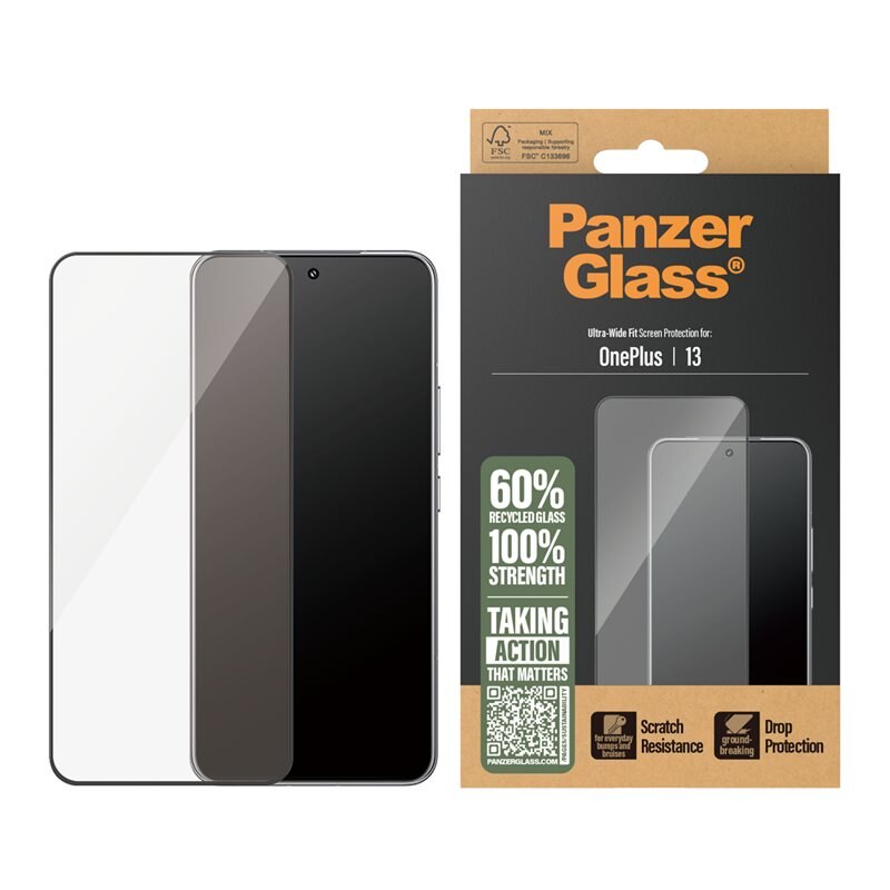 PanzerGlass OnePlus 13 Screen Protector Ultra Wide Fit - Skärmskydd med oslagbar kvalitet. Bästa skyddet för skärmen