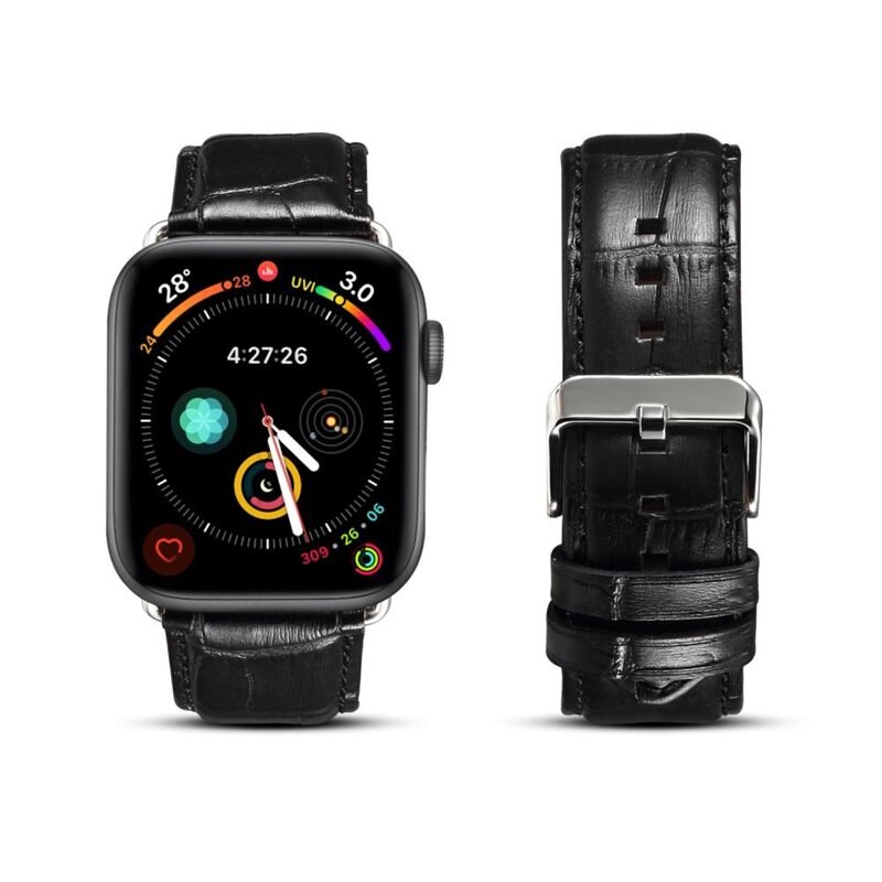 Armband Krokodil Apple Watch Ultra 2 49mm svart - Snyggt armband i läder