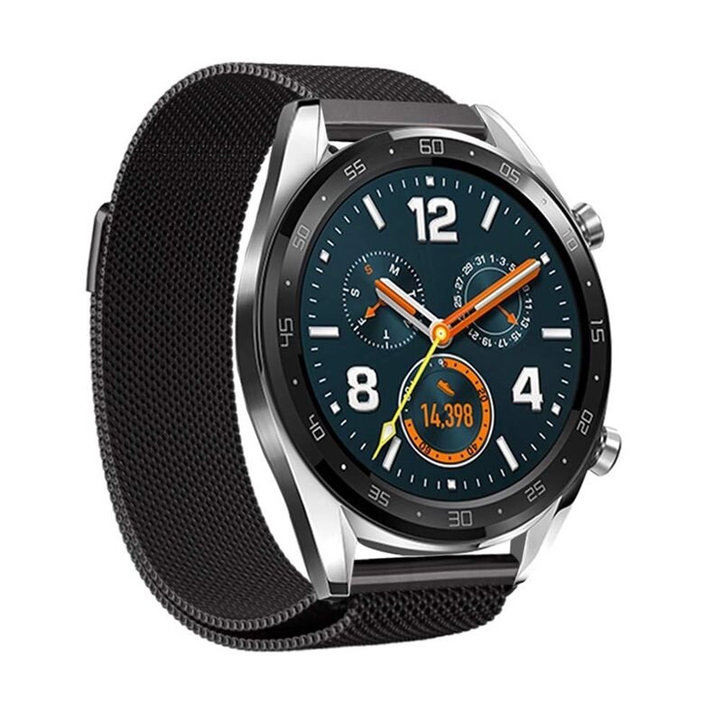 Armband Milanese Huawei Watch GT 2 46mm/Watch GT 2e/Watch GT Svart - Lyxigt armband med magnetisk stängning - Rostfritt stål