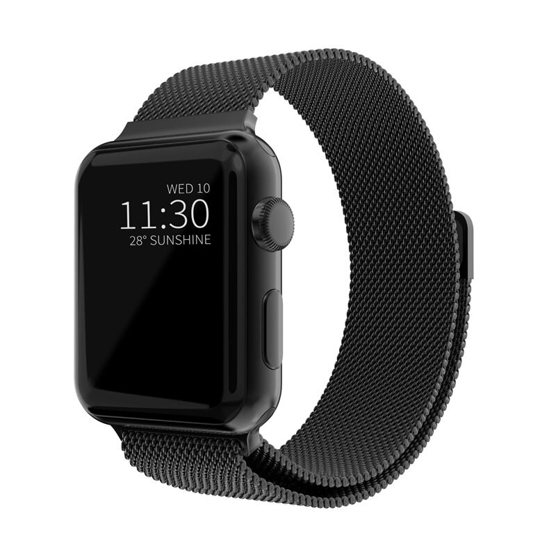 Armband Milanese Apple Watch Series 9 41mm Svart - Lyxigt armband med magnetisk stängning - Rostfritt stål
