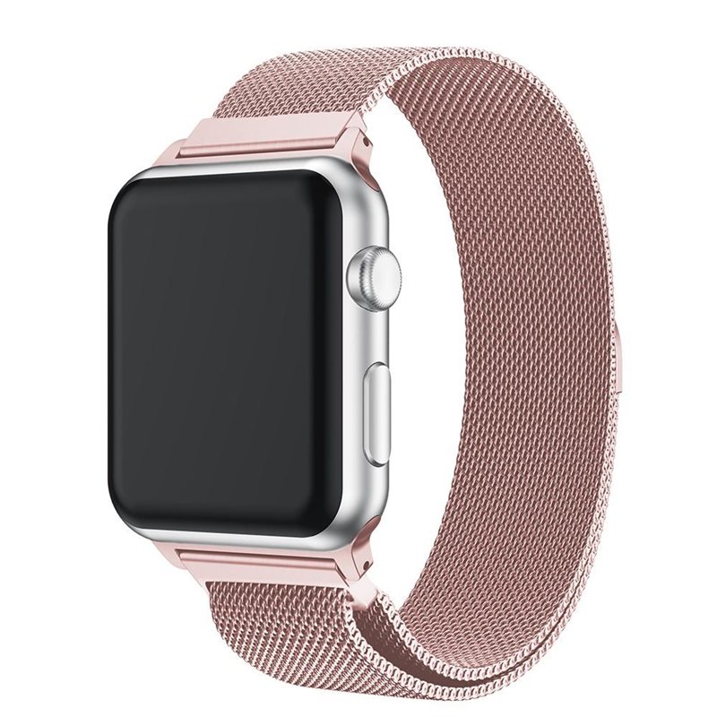Armband Milanese Apple Watch Series 8 45mm Rose gold - Lyxigt armband med magnetisk stängning - Rostfritt stål