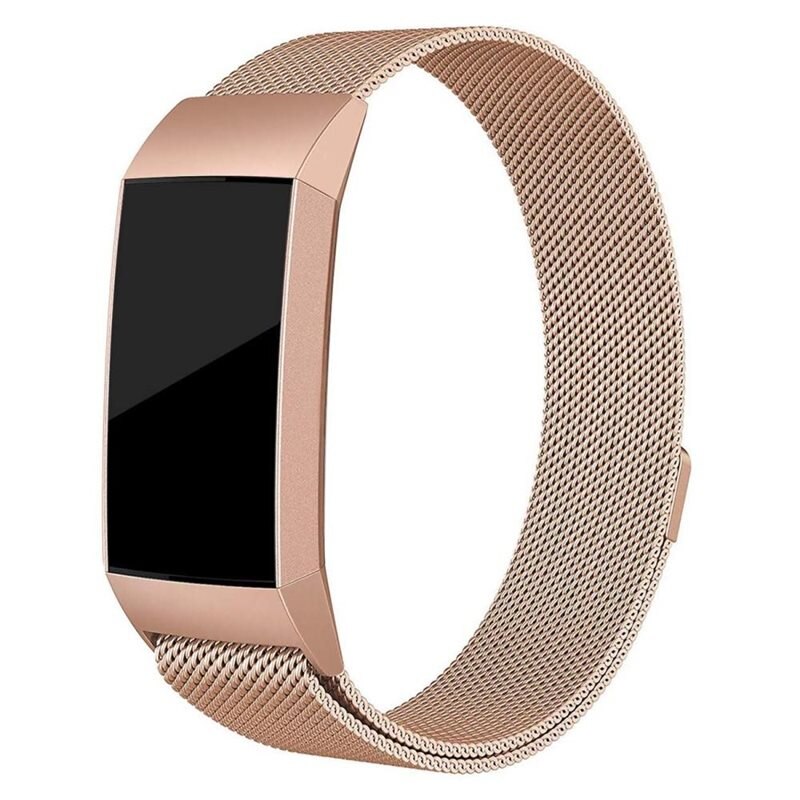 Armband Milanese Fitbit Charge 3/Charge 4 Roséguld - Lyxigt armband med magnetisk stängning - Rostfritt stål