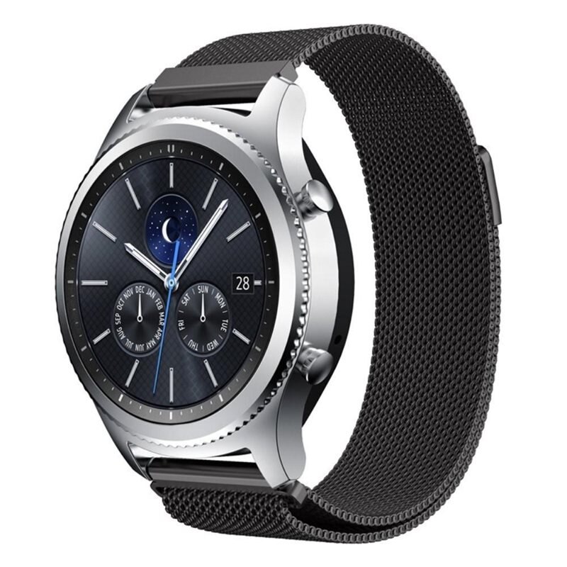 Armband Milanese Samsung Gear S3 Frontier Svart - Lyxigt armband med magnetisk stängning - Rostfritt stål