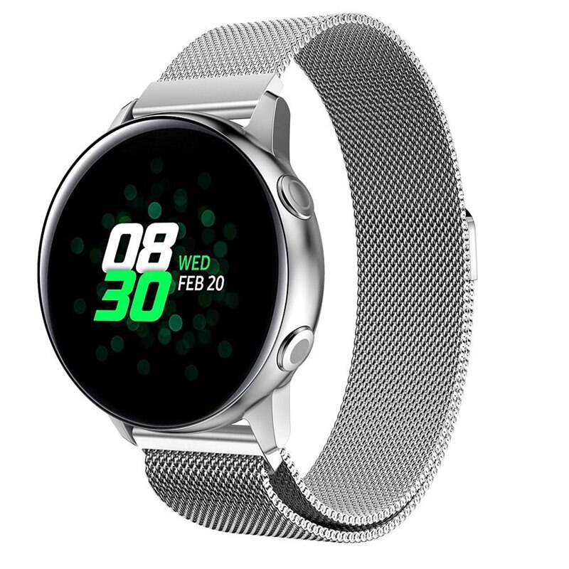 Armband Milanese Samsung Galaxy Watch Active Silver - Lyxigt armband med magnetisk stängning - Rostfritt stål