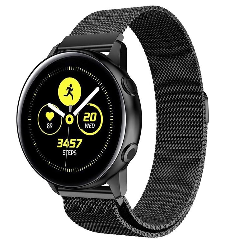 Armband Milanese Samsung Galaxy Watch Active Svart - Lyxigt armband med magnetisk stängning - Rostfritt stål