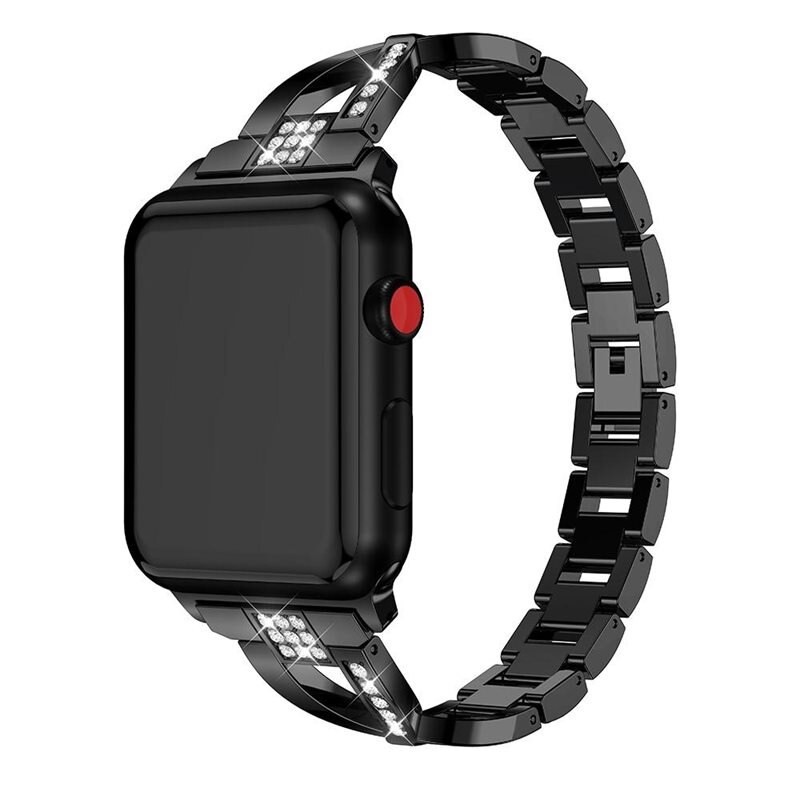Crystal Armband Apple Watch 41mm Series 8 Svart - Fint armband med glittrande stenar i snygg design