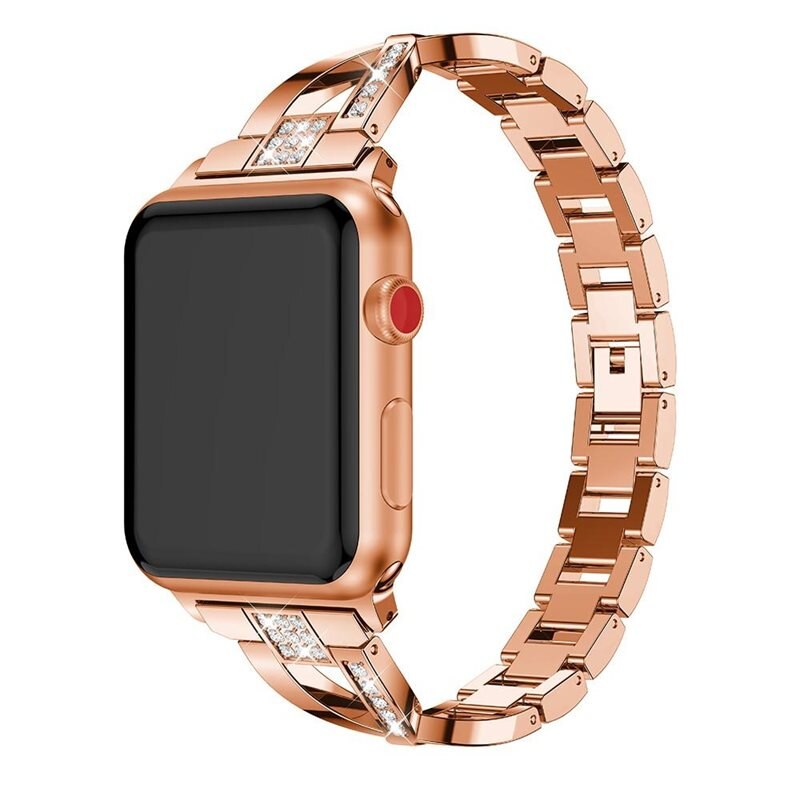 Crystal Bracelet Apple Watch SE 44mm Rose Gold - Fint armband med glittrande stenar i snygg design