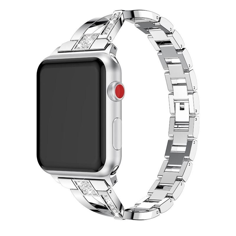 Crystal Bracelet Apple Watch Series 4-6 44mm Silver - Fint armband med glittrande stenar i snygg design