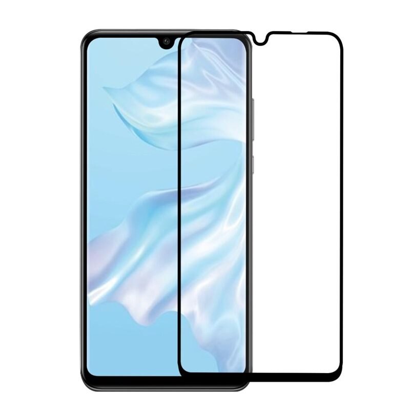 Heltäckande Härdat Glas Skärmskydd Huawei P30 Pro svart - Skärmskydd som täcker hela skärmen, med svart kant