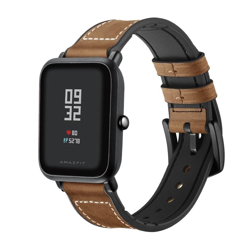 Premium Läderarmband Amazfit GTS/GTS 2 Brun - Snyggt och stilrent armband i läder