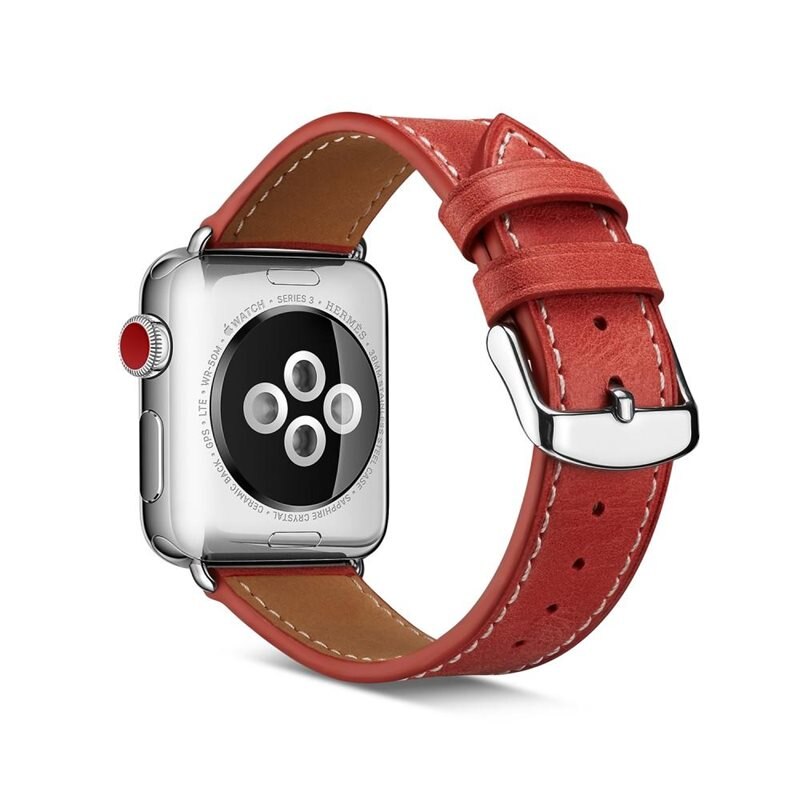 Läderarmband Apple Watch Series 7 41mm Röd - Snyggt armband i läder