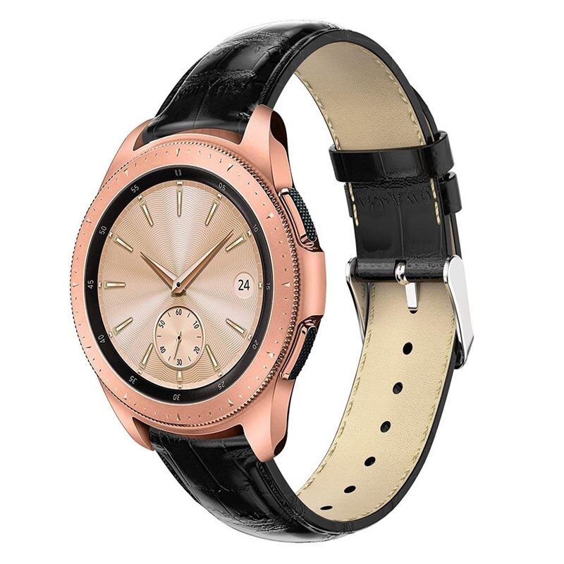 Läderarmband Krokodil Samsung Galaxy Watch 42mm svart - Snyggt armband i läder