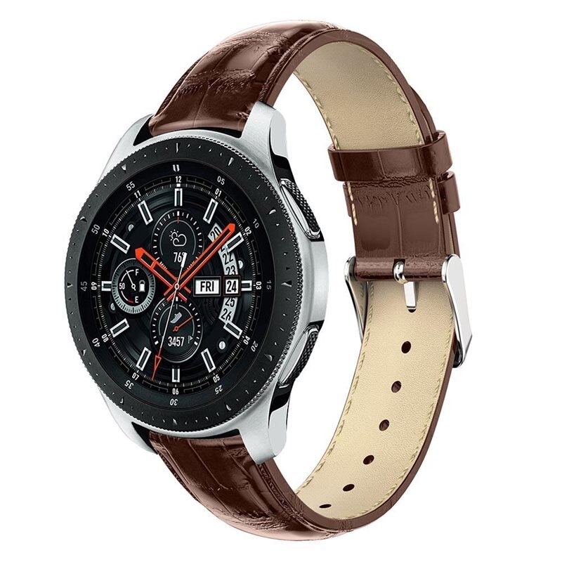 Läderarmband Krokodil Galaxy Watch 46mm brun - Snyggt armband i läder