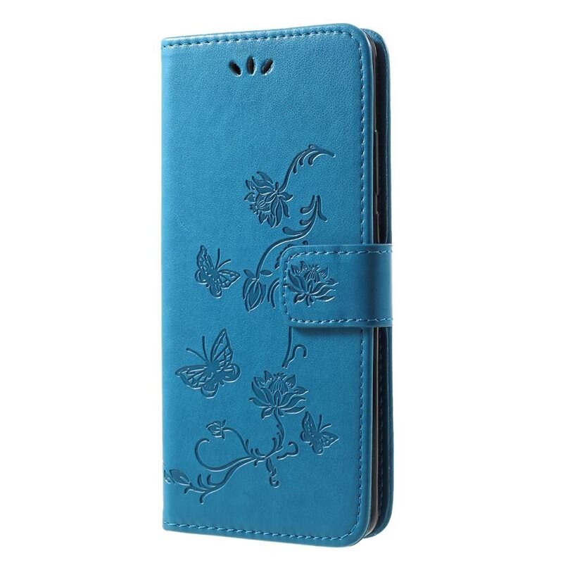 Läderfodral Fjärilar Huawei P30 Pro Blå - Fint plånboksfodral med mönster