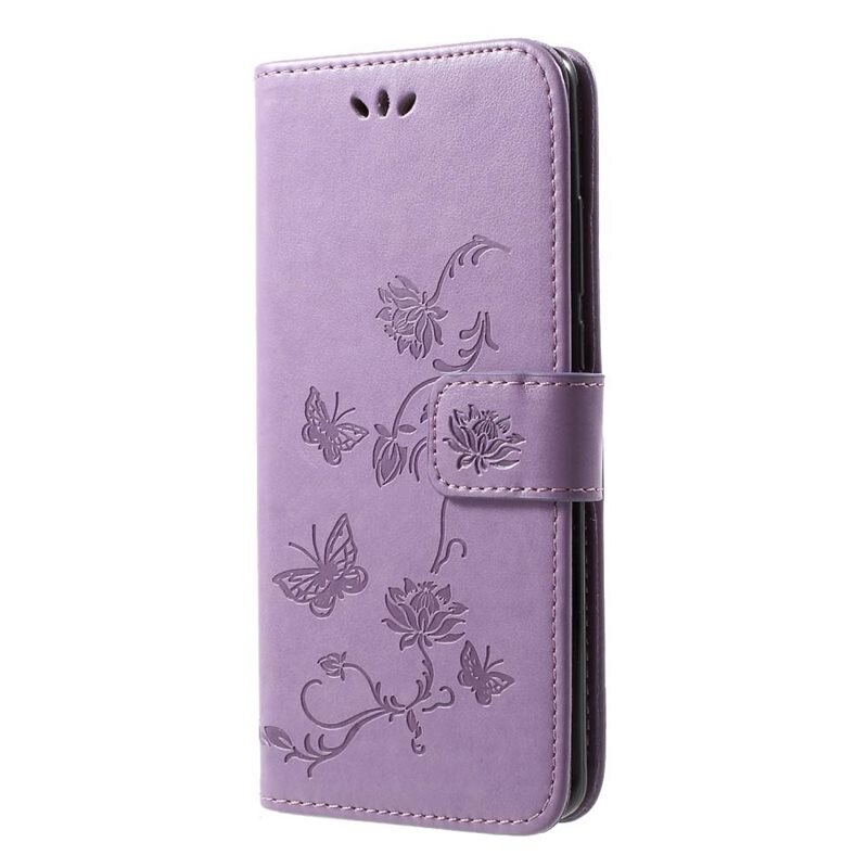 Läderfodral Fjärilar Huawei P30 Pro Lila - Fint plånboksfodral med mönster