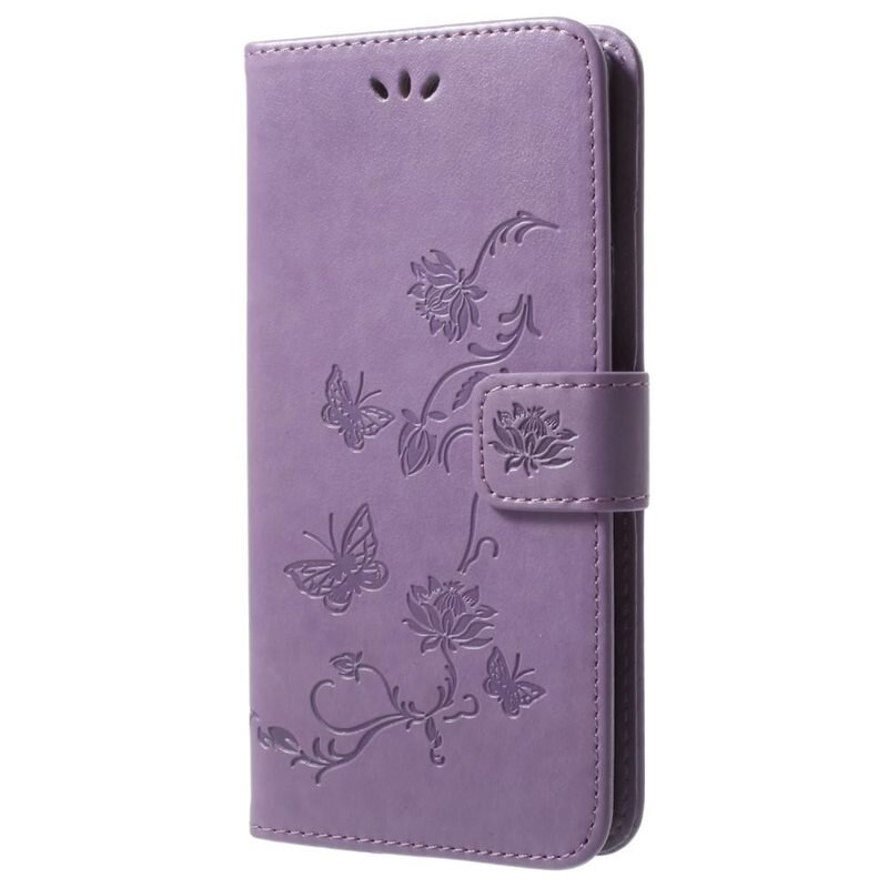 Läderfodral Fjärilar Samsung Galaxy S9 Plus Lila - Fint plånboksfodral med mönster