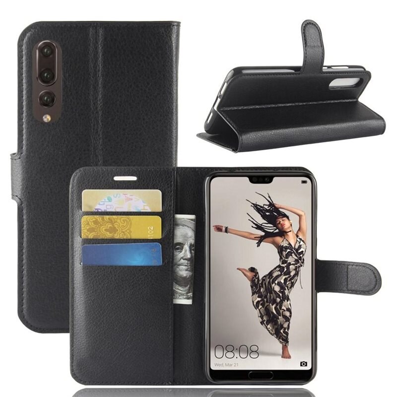 Mobilfodral Huawei P20 Pro Svart - Praktiskt plånboksfodral med plats för sedlar och kort