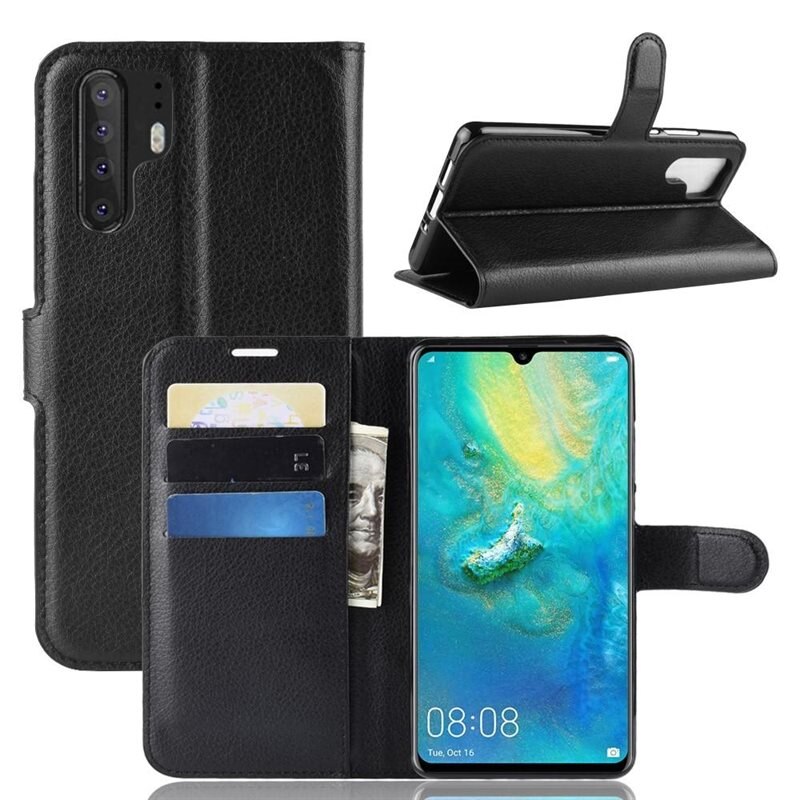 Mobilfodral Huawei P30 Pro Svart - Praktiskt plånboksfodral med plats för sedlar och kort