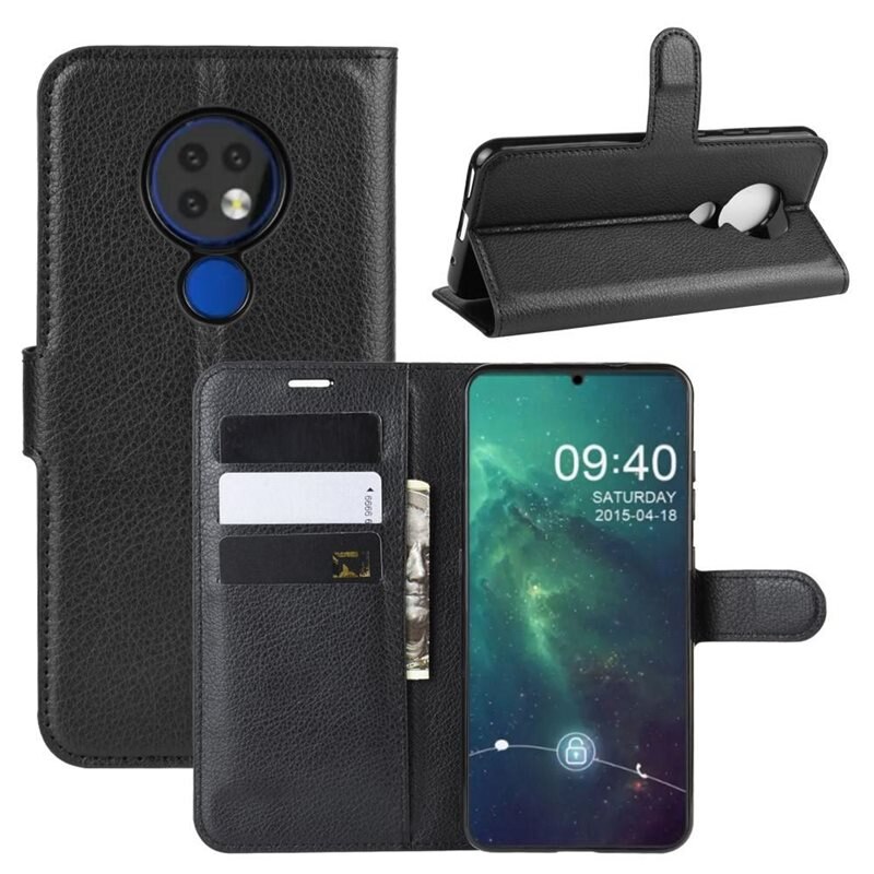 Mobilfodral Nokia 6.2/7.2 Svart - Praktiskt plånboksfodral med plats för sedlar och kort