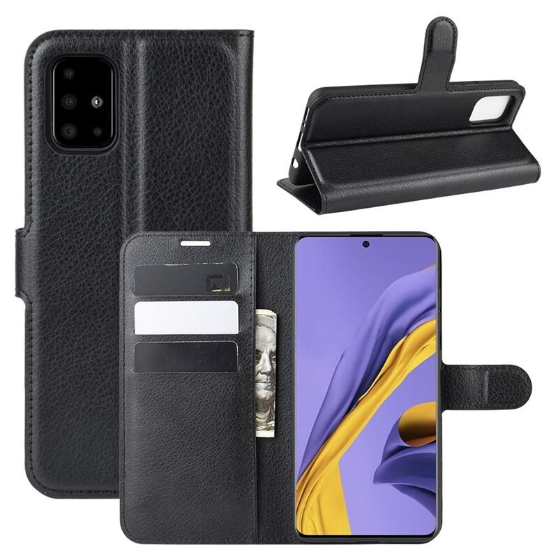 Mobilfodral Samsung Galaxy A51 Svart - Praktiskt plånboksfodral med plats för sedlar och kort